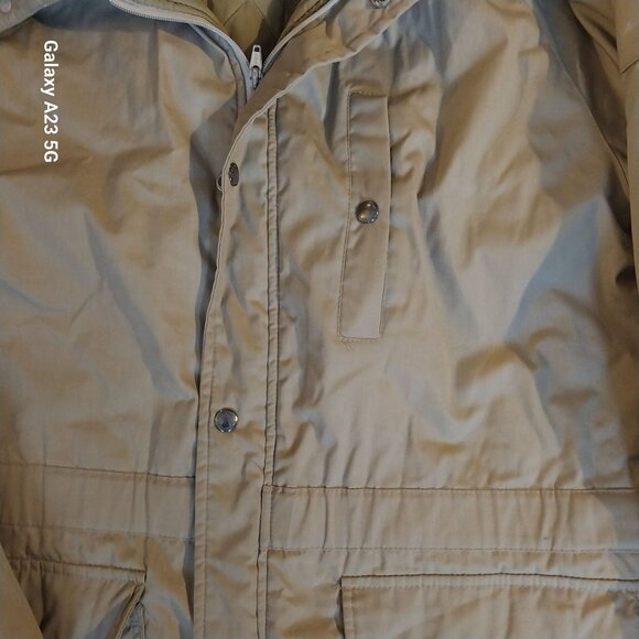 Field & Stream Mens Khaki Quilted Jacket Size 44 With Corduroy Collar Barn Coat - Picture 3 of 7